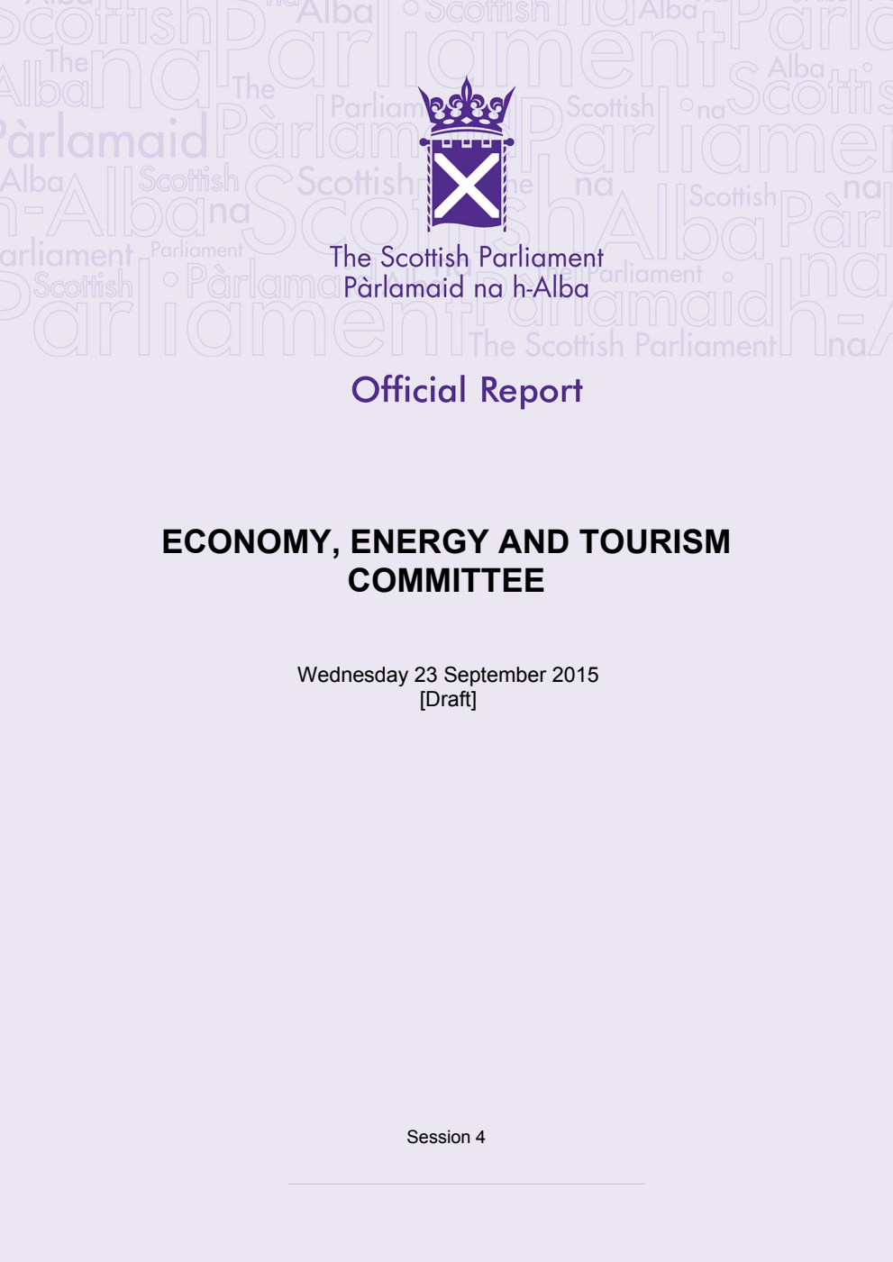 Economy, Energy and Tourism Committee 22nd Meeting 2015, 23 September 2015 [Draft]
