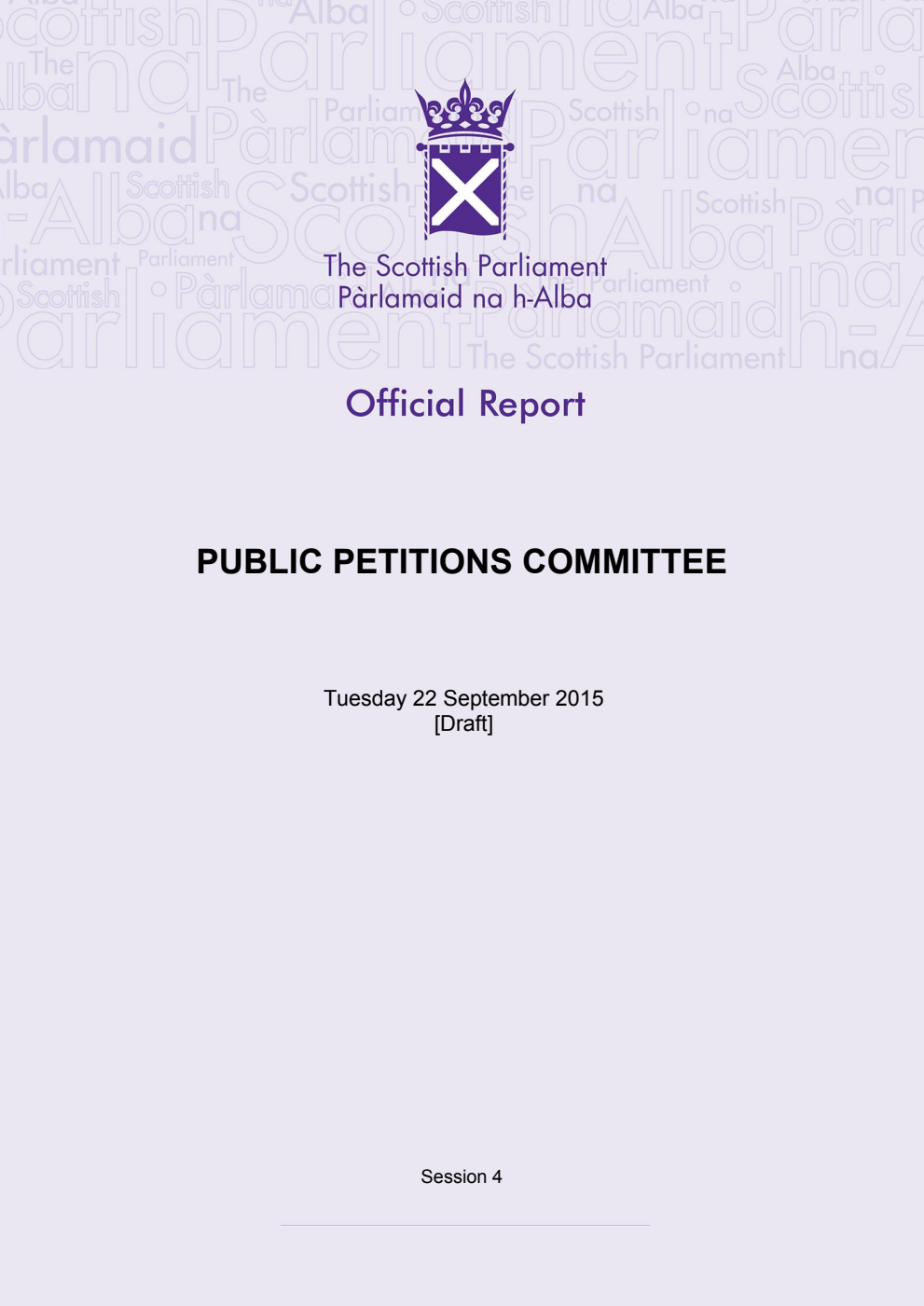 Public Petitions Committee 15th Meeting 2015, 22 September 2015 [Draft]