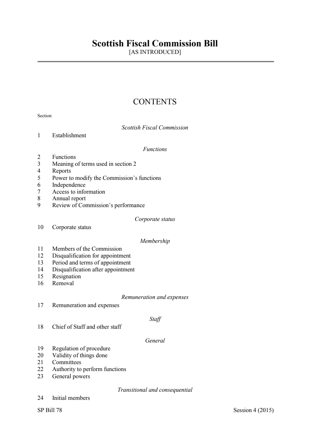 Scottish Fiscal Commission Bill [as introduced]