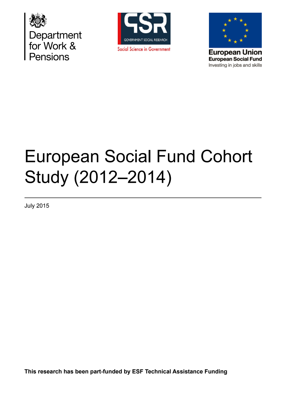 Research Report 903 European Social Fund Cohort Study (2012-2014)