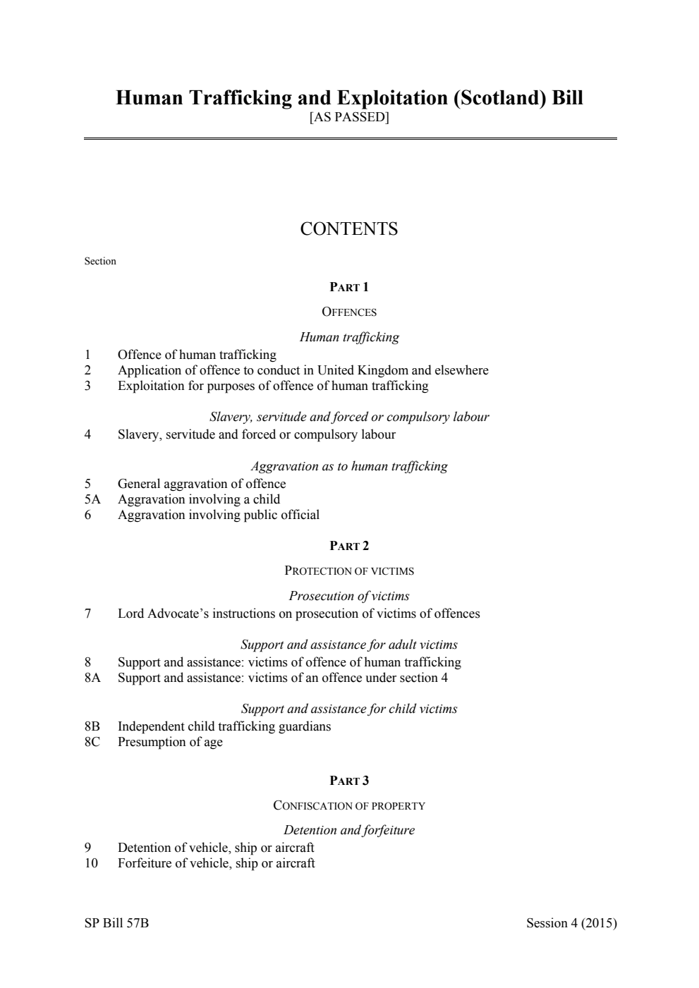 Human Trafficking and Exploitation (Scotland) Bill [As Passed]