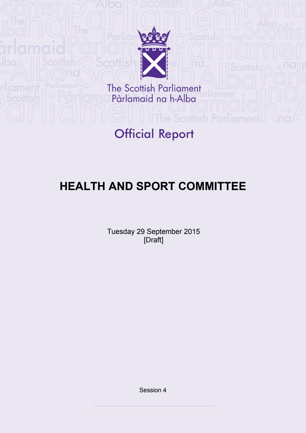 Health and Sport Committee 26th Meeting 2015, 29 September 2015 [Draft]
