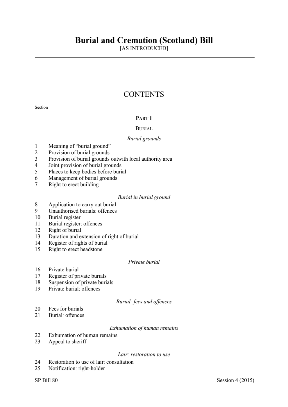Burial and Cremation (Scotland) Bill [as introduced]
