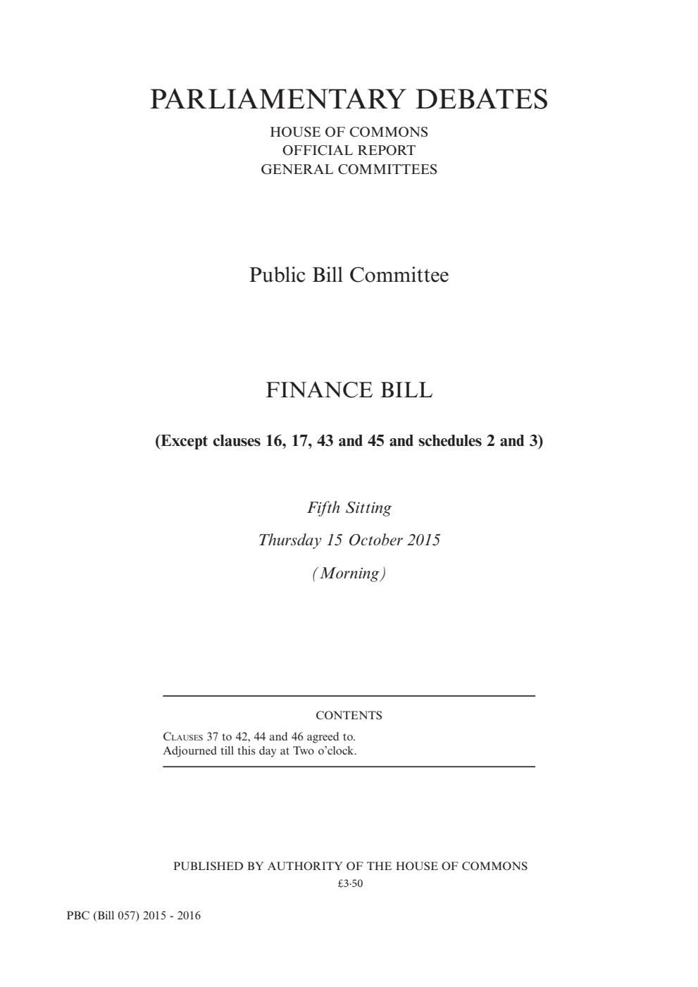 Finance Public Bill Committee 5th Sitting 15th October 2015 AM