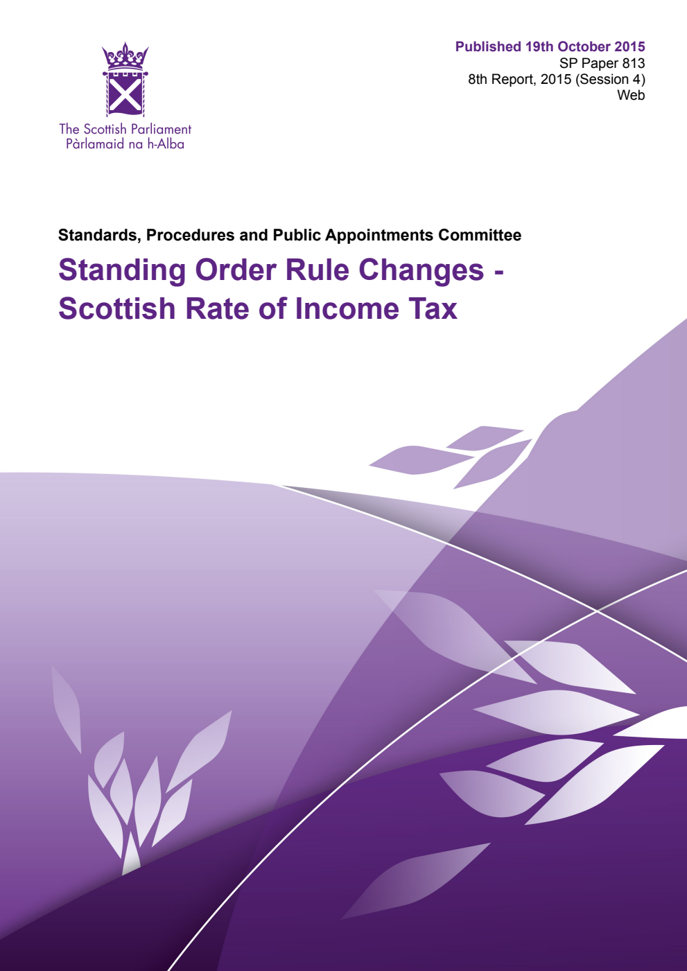 Standards, Procedures and Public Appointments Committee 8th Report 2015: Standing Order Rule Changes - Scottish Rate of Income Tax