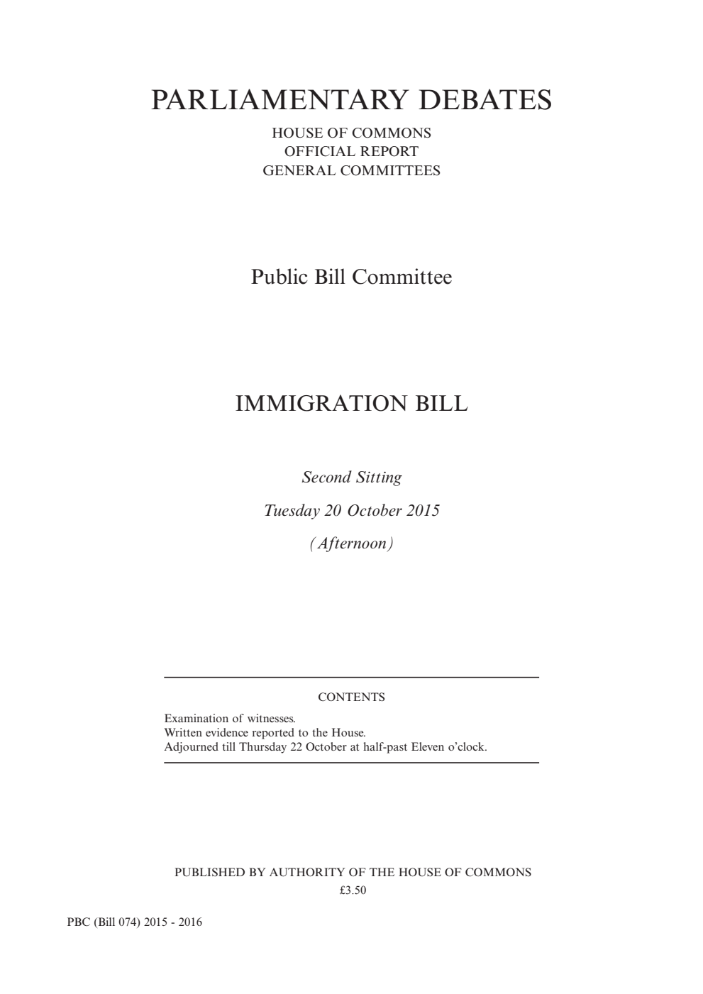 Immigration Public Bill Committee 2nd Sitting 20th October 2015 PM