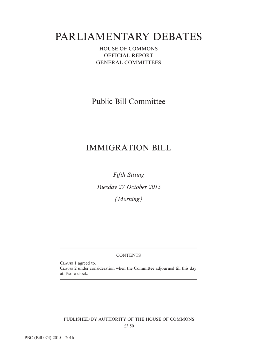 Immigration Public Bill Committee 5th Sitting 27th October 2015 AM