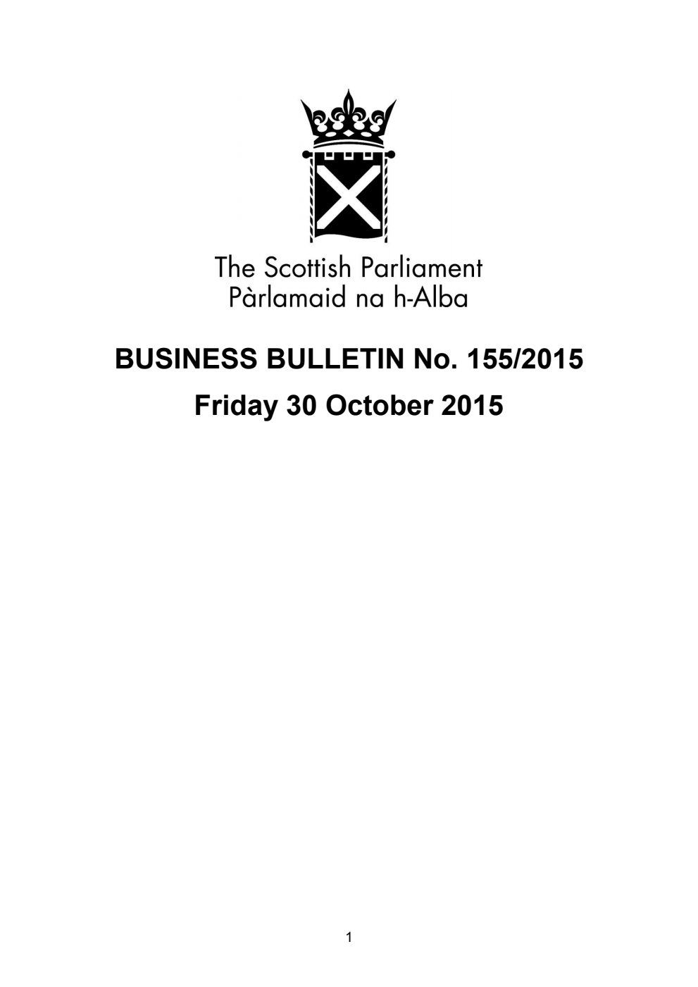 Business Bulletin No. 155/2015, Friday 30 October 2015