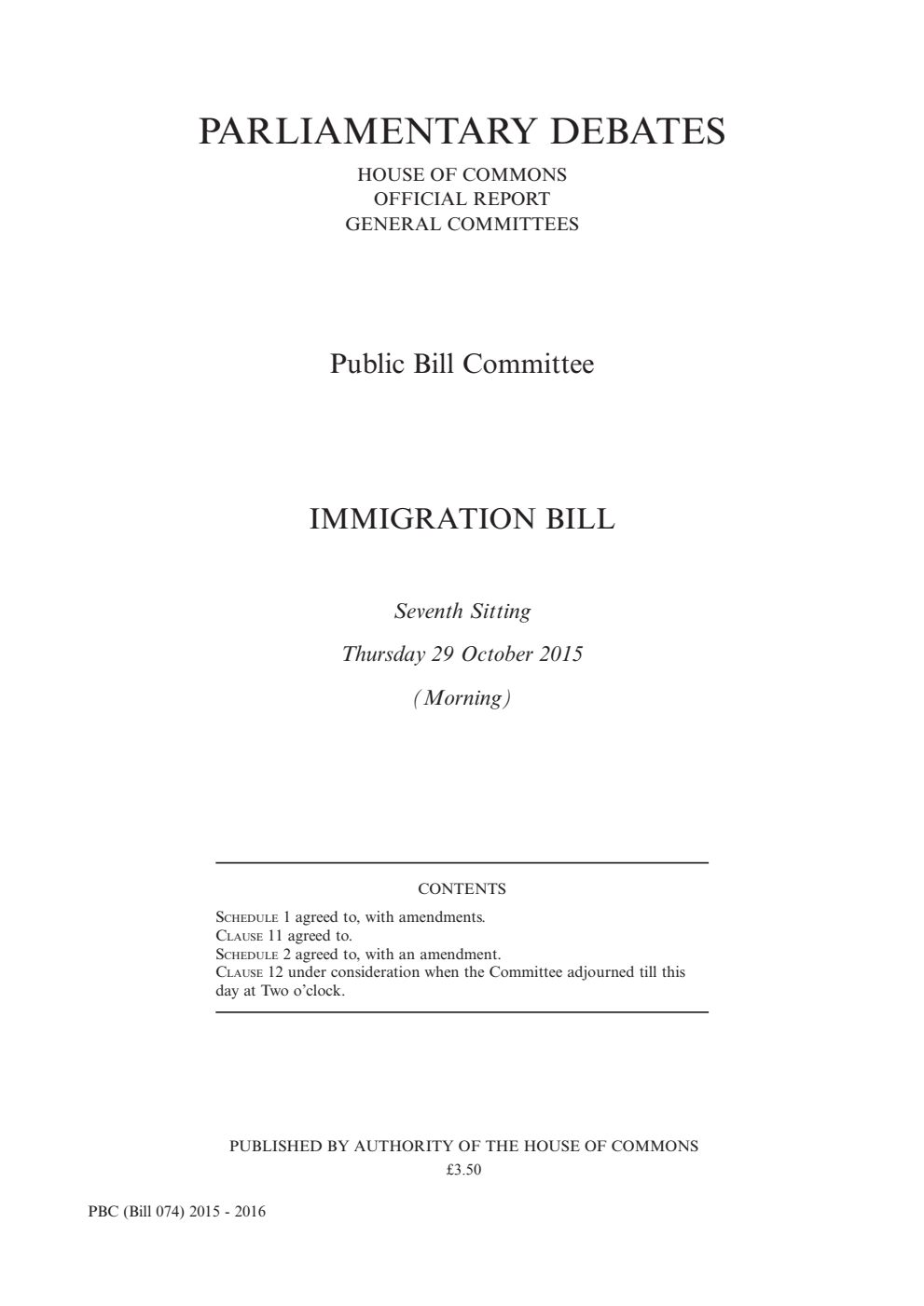 Immigration Public Bill Committee 7th Sitting 29th October 2015 AM