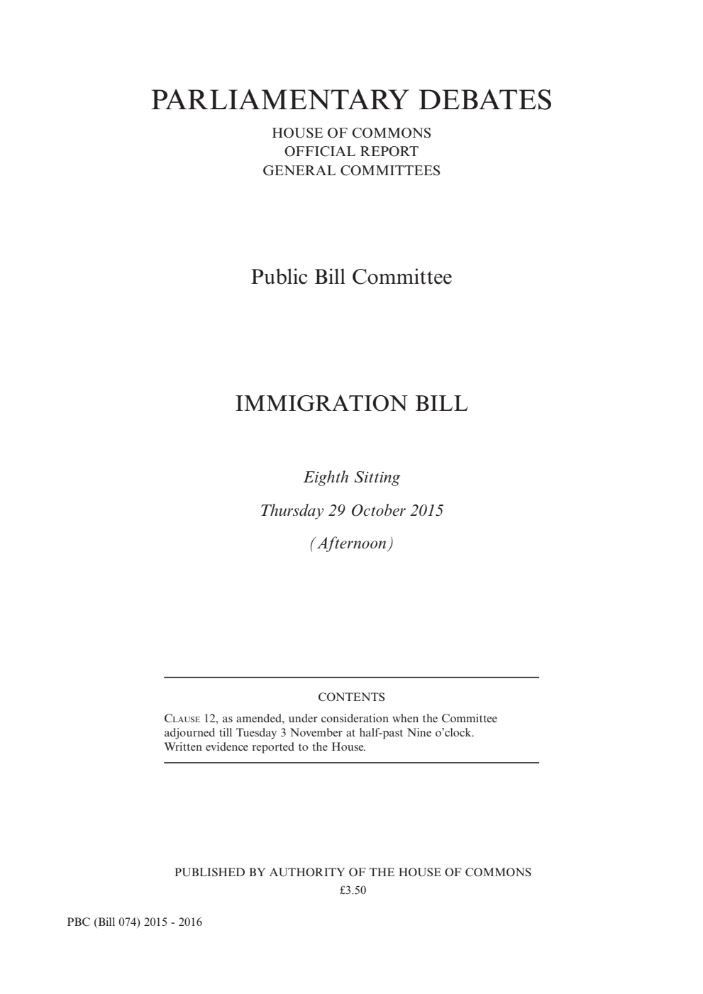 Immigration Public Bill Committee 8th Sitting 29th October 2015 PM