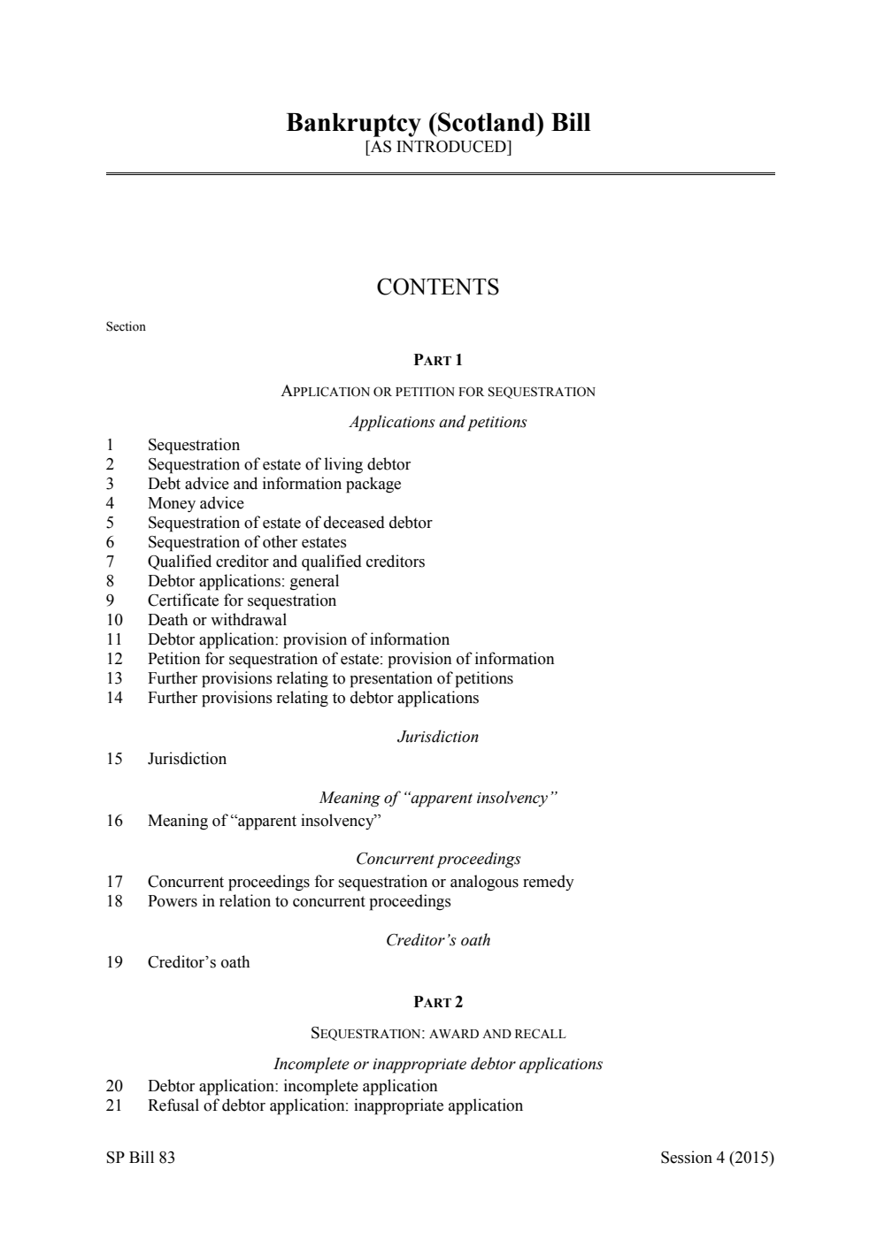 Bankruptcy (Scotland) Bill [as introduced]