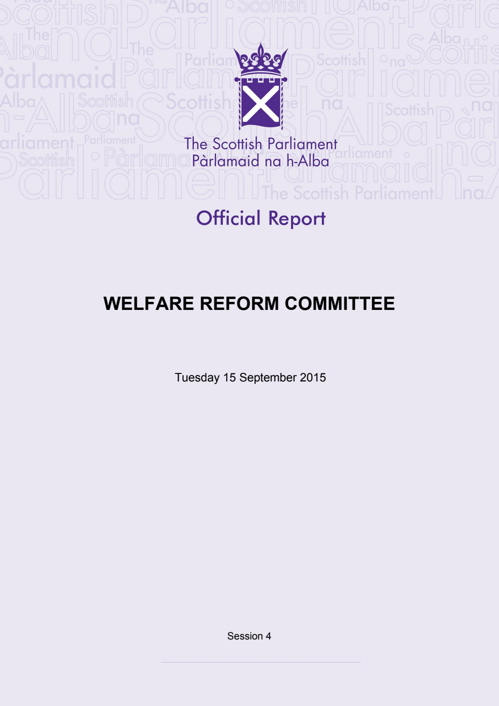 Welfare Reform Committee 15th Meeting 2015, 15 September 2015 [Final]