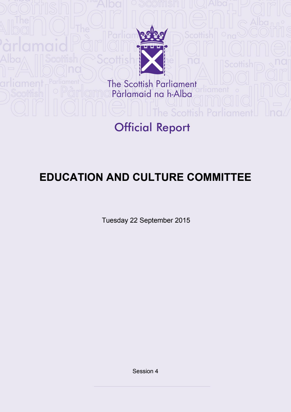 Education and Culture Committee 21st Meeting 2015, 22 September 2015 [Final]