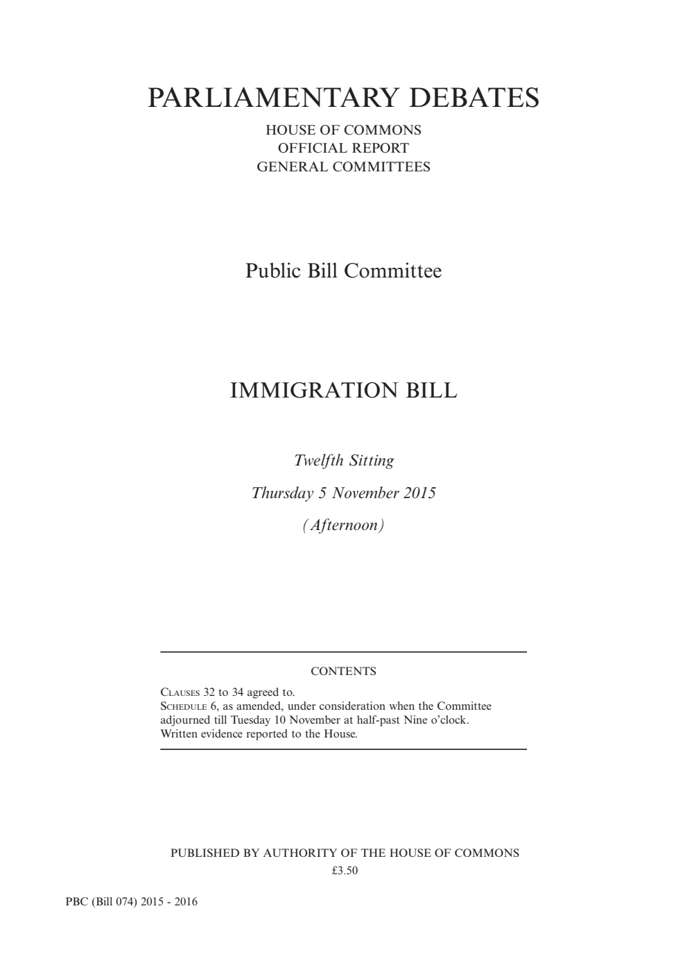 Immigration Public Bill Committee 12th Sitting 5th November 2015 PM