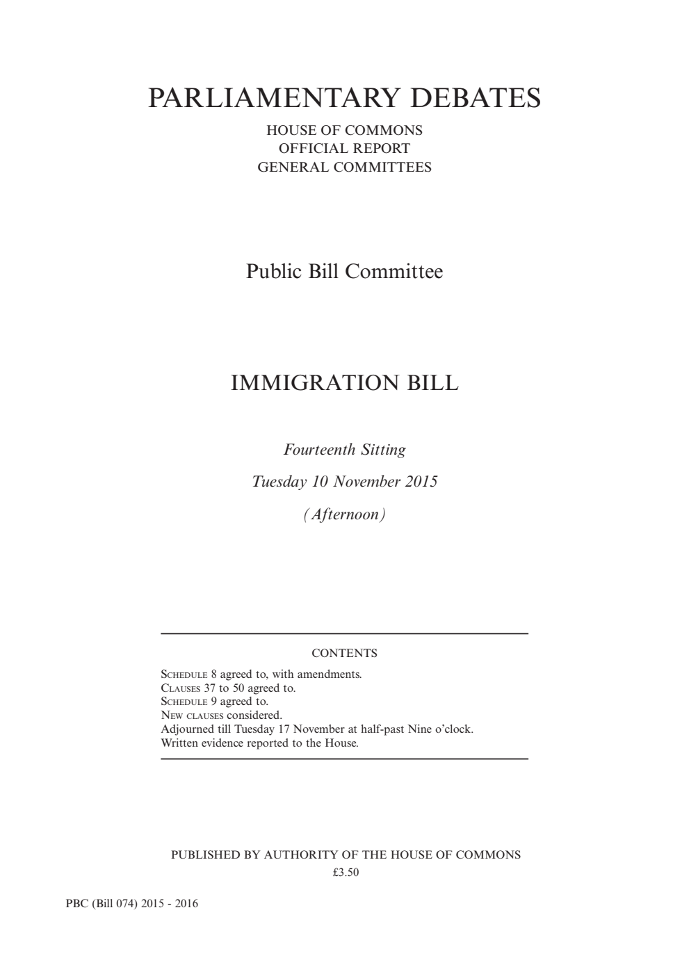 Immigration Public Bill Committee 14th Sitting 10th November 2015 PM