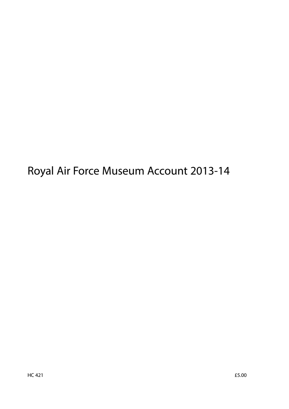 Royal Air Force Museum Account 2013-14