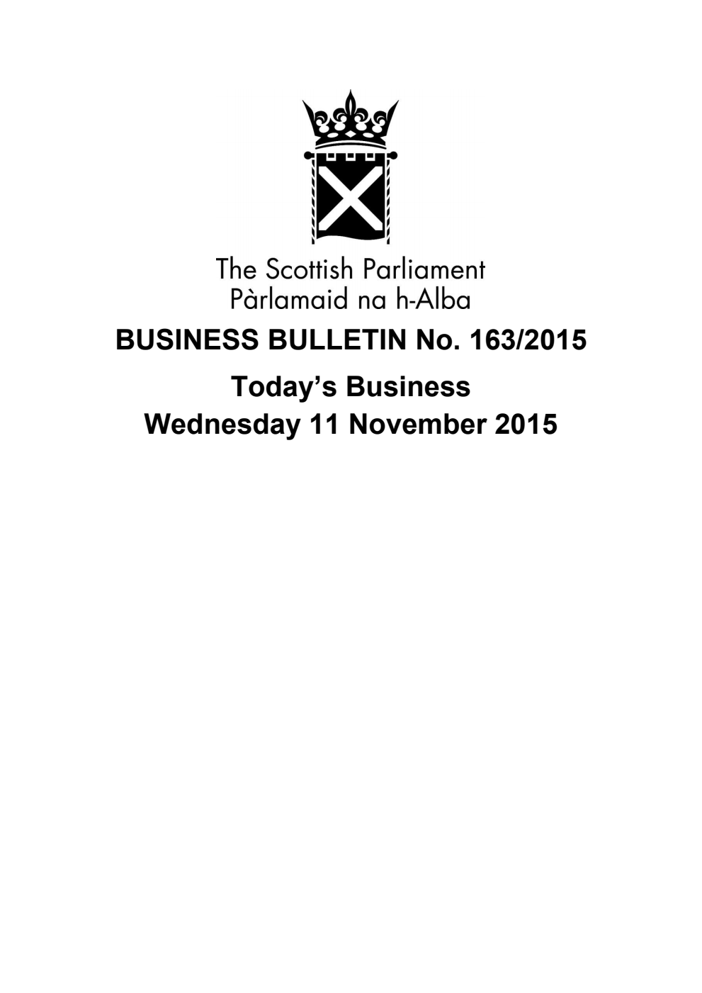 Business Bulletin No. 163/2015, Wednesday 11 November 2015, Revised (Section A)